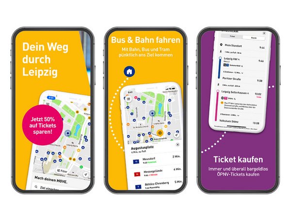 Mobilitäts-App: LeipzigMOVE, Foto: Leipziger Verkehrsbetriebe