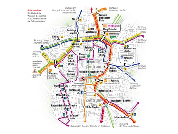 Umleitungsplan Innenstadt während der Sommerferien 2021, Foto: Leipziger Gruppe