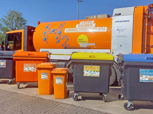 Abfallbehälter für ein sauberes Leipzig während der UEFA EURO 2024™, Foto: Stadtreinigung Leipzig