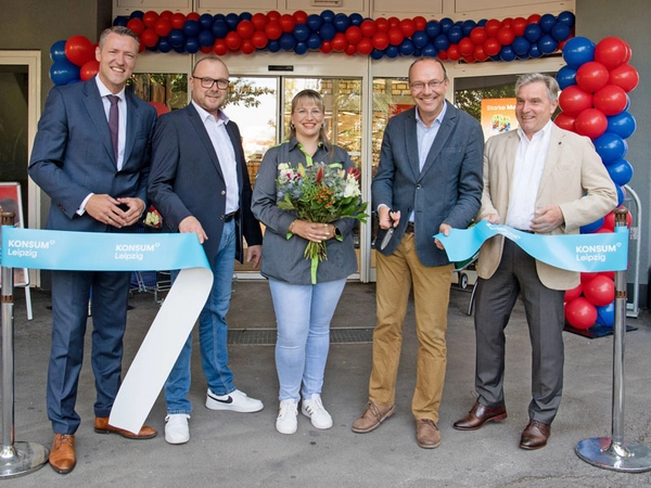 Daniel Mohaupt, Ronny Adler, Lisa Goldstein, Wolfram Günther und Matthias Hieke, Foto: KONSUM Leipzig / Anika Dollmeyer