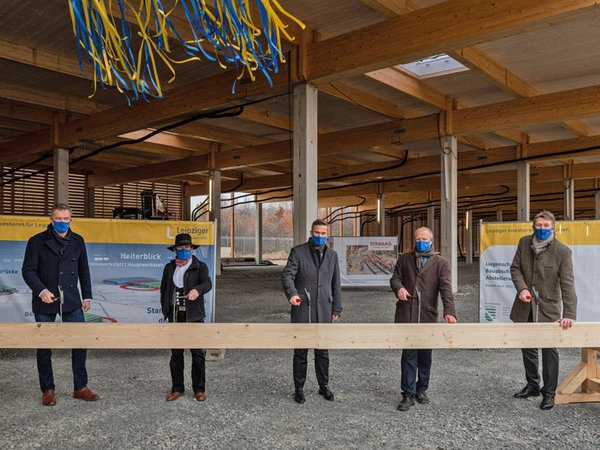 Richtfest in der Abstellhalle im Technischen Zentrum Heiterblick, Foto: Leipziger Gruppe