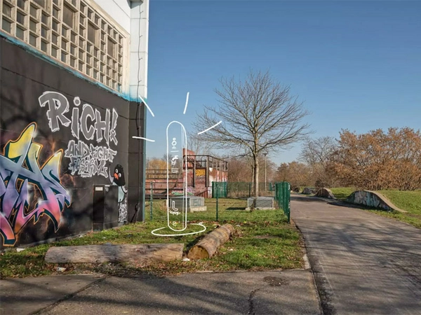 Neue Trinkbrunnen für Leipzig: Standort am Heizhaus/Skatepark Grünau, Foto: Leipziger Gruppe