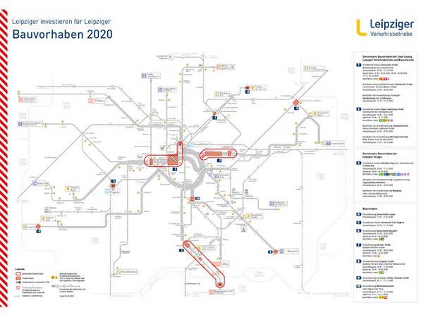 Bauvorhaben 2020, Grafik: Leipziger Verkehrsbetriebe