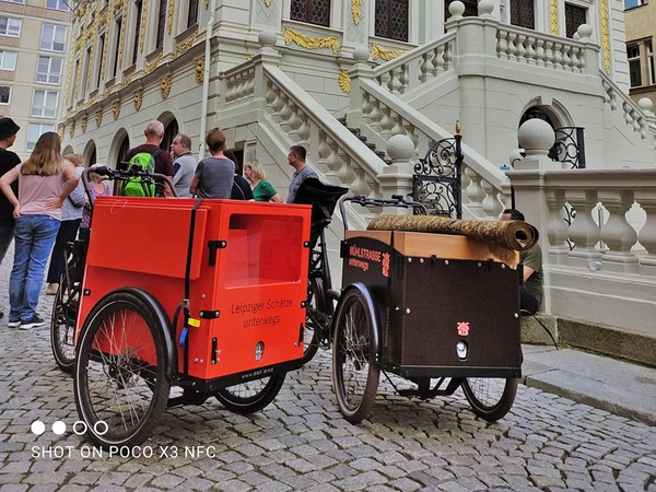 Ecken entdecken! Mit dem Lastenfahrrad geht es für Museum und Mühlstrasse 14 e.V. in die einzelnen Stadtteile, Foto: Mühlstrasse 14 e.V.