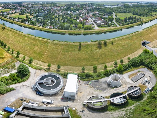 Die Kläranlage Dölzig während des Umbaus. Foto: Leipziger Gruppe