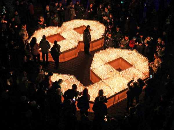 Lichtfest 2022 Leipzig: Kerzen auf dem Nikolaikirchhof, Foto: Andreas Schmidt