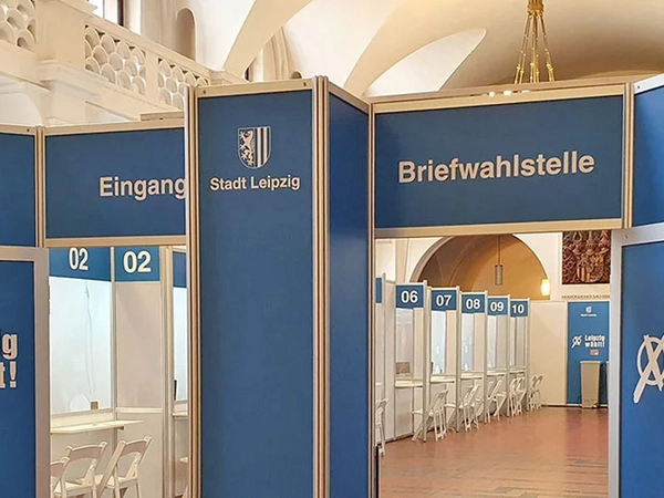 Briefwahlstelle in der Unteren Wandelhalle im Neuen Rathaus, Foto: Stadt Leipzig