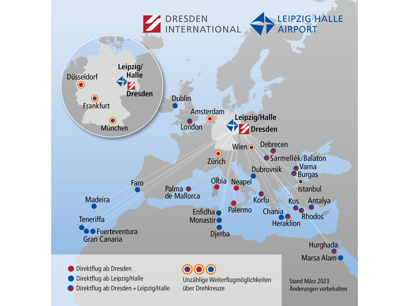 Sommerflugplan 2023 am Flughafen Leipzig/Halle LEIPZIGINFO.DE